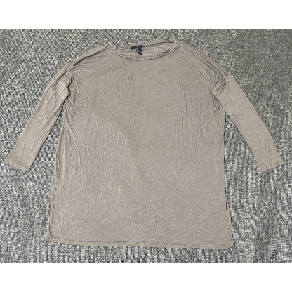 XXI Womens Large Top Taupe Long Sleeve Crew Neck Casual Solid